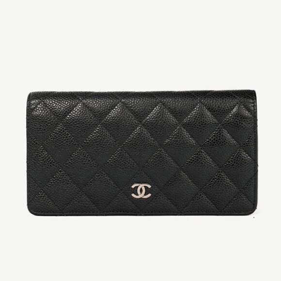 Chanel Black Caviar Leather Quited L-Yen Wallet - Picture 1 of 13